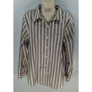 LL Bean Wrinkle Free Womens Size XL Button Down LS Shirt Multi Color Stripe